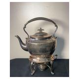 Antique Sheffield Silver Plated Tea Kettle on Warming Stand