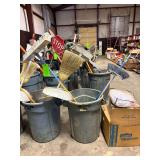 Trash Bin with Broom, Shovel, Scraper