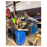 Bin with Mops, Shovels, Poles