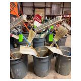 Trash Bin with Broom, Shovel, Scraper
