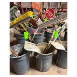 Trash Bin with Broom, Shovel, Scraper