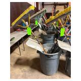 Trash Bin with Broom, Shovel, Scraper
