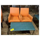 Lot - (2) Arm Chairs and (1) Coffee/Accent Table