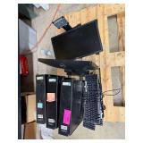 (3) Computer Towers, (3) Keyboards, (2) Monitors