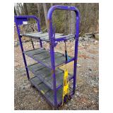 Towable Industrial 4-Tier Rolling Cart with Adjustable Top Shelf- 70in H x 47in L x 22in W