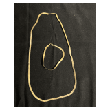 Yellow Gold Herringbone Chain Necklace and Bracelet