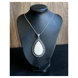 Rainbow Moon Stone Pendant Necklace with Chain