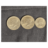 Lot - (2) 1972 Kennedy Half Dollars and (1) 1972 Washington Quarter