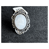 White Rainbow Stone Ring - Size: 7