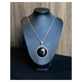 Black Onyx Pendant Necklace with Chain