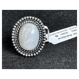 White Rainbow Stone Ring - Size: 8