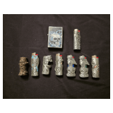 Lot - (9) Assorted Skull Lighters