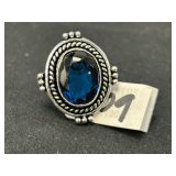 Blue Sapphire Quartz Ring - Size: 6