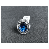 Blue Sapphire Quartz Ring - Size: 9