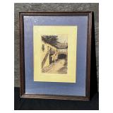 Framed Antique Etching 'Das Heckerhaus' by R. Renninger