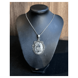Serpenite Pendant Necklace with Chain