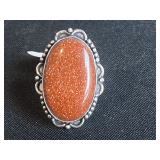 Red Sun Stone Ring - Size: 9