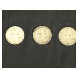 Lot - (3) Franklin Half Dollars