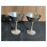 Pair of Silver Plated Champagne Toasting Glasses from Portugal