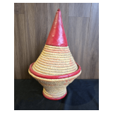 Vintage Moroccan Grass Coiled Snake Charmer Basket