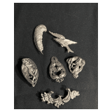 Lot - (6) Antique Metal Brooches
