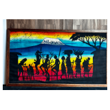 Large Stunning Kenyan Silhouette Landscape Artwork with Custom Framing