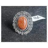Red Sun Stone Ring - Size: 9