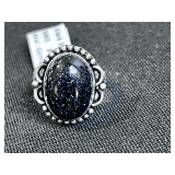 Black Sun Stone Ring - Size: 9