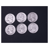 Lot - (6) 1930-40s Washington Quarters
