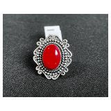 Red Coral Ring - Size: 9