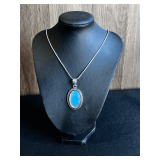 White Opal Pendant Necklace with Chain
