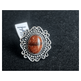 Red Sun Stone Ring - Size: 9