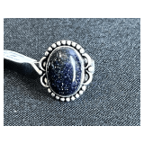 Black Sun Stone Ring - Size: 8