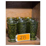 Lot - (9) Vintage Indiana Whitehall Footed Glasses - Green
