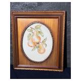 Framed Vintage 1983 Hester Broome Painted Porcelain Plate - 'Pears on Porcelain'