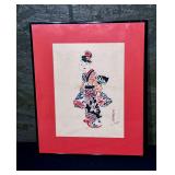 Framed Japanese Original Woodblock Print by Master Motoharu Asaka
