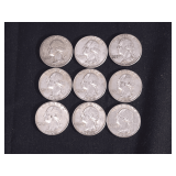 Lot - (9) 1964 Washington Quarters