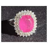 Ruby and Diamond 18k White Gold Ring