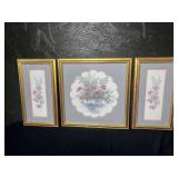 Framed Vintage Mary Vincent Bertrand Signed Floral Prints
