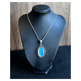 White Opal Pendant Necklace with Chain
