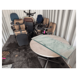 Round Table with Rolling Chairs