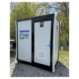 New Portable Bathroom with Shower, 51in L x 79in W x 89in H, White with Black Trim