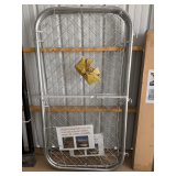 Metal Bi-Parting Chain Link Fence Gate with Round Frame, 5.9ft H x 6.6ft W