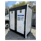 New Mobile Double Toilet, 86in L x 47in W x 85in H, White with Black Frame