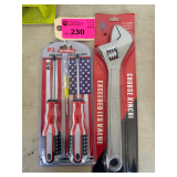 3-Pc Screwdriver Set and Adjustable Wrench