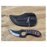 New Damascus Steel Knife in Sheath