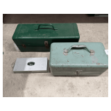 (2) Tin Tackle Boxes with Smaller Box