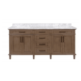 Home Decorators Collection Sonoma 72" Double Sink Almond Latte Bath Vanity with Carrara Marble Top NIB
