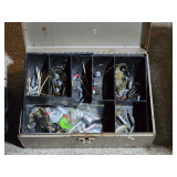 Metal Tackle Box with Assorted Fishing Lures and Weights