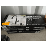 (3) Glacier Bay Paulina Collection Single Handle Pull-Down Kitchen Faucet with Soap Dispenser in Matte Black